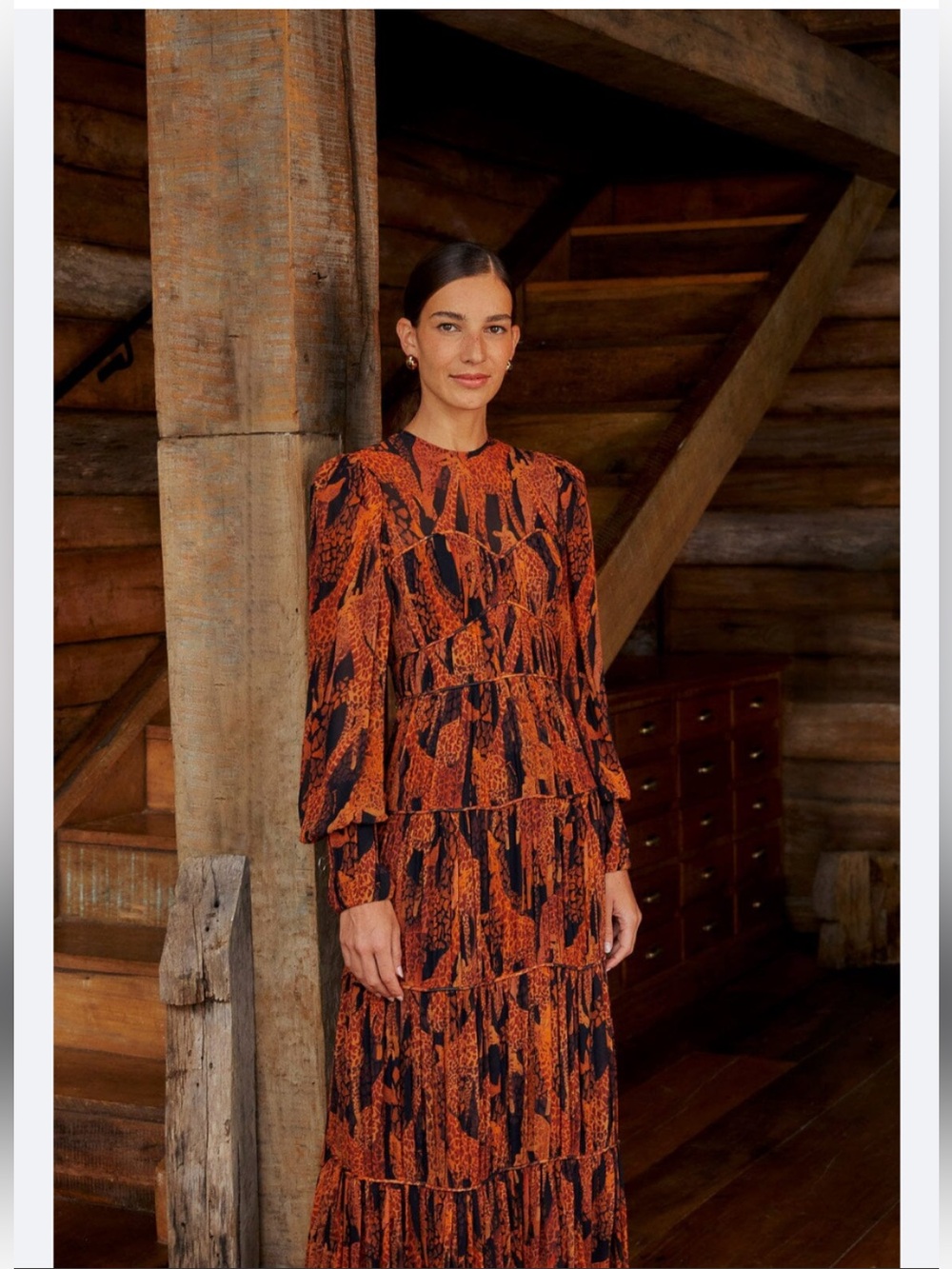 NWOT retail $315 size S #FarmRio. “Giraffes Puff Sleeve Maxi Dress”.